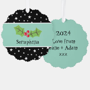 Personalisierte Weihnachtsfeiern & Berries Ornament Karte