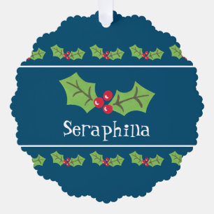 Personalisierte Weihnachtsfeiern & Berries Ornament Karte