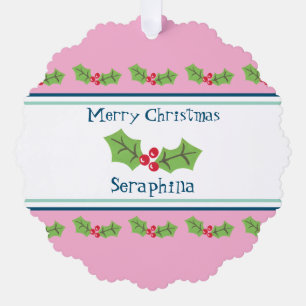 Personalisierte Weihnachtsfeiern & Berries Ornament Karte