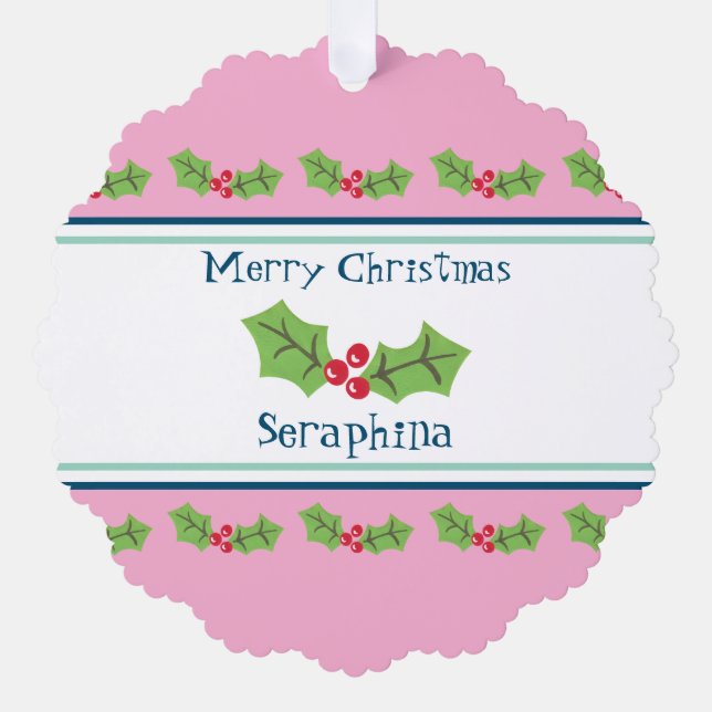 Personalisierte Weihnachtsfeiern & Berries Ornament Karte (Vorderseite)