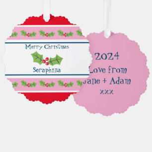 Personalisierte Weihnachtsfeiern & Berries Ornament Karte