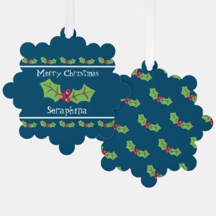 Personalisierte Weihnachtsfeiern & Berries Ornament Karte