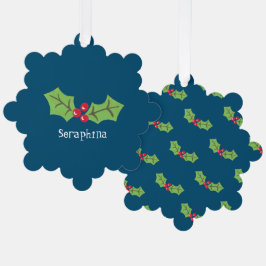 Personalisierte Weihnachtsfeiern & Berries Ornament Karte