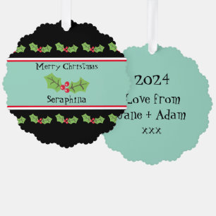 Personalisierte Weihnachtsfeiern & Berries Ornament Karte
