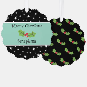 Personalisierte Weihnachtsfeiern & Berries Ornament Karte