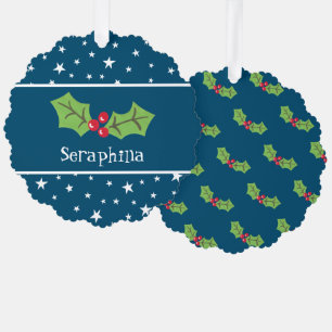 Personalisierte Weihnachtsfeiern & Berries Ornament Karte