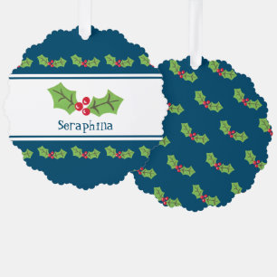 Personalisierte Weihnachtsfeiern & Berries Ornament Karte
