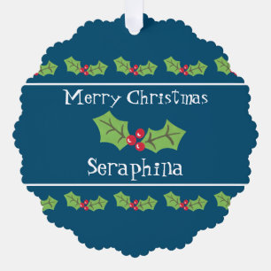 Personalisierte Weihnachtsfeiern & Berries Ornament Karte