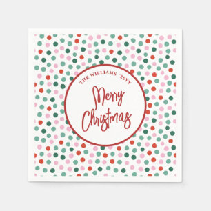 Personalisierte Weihnachtsfeiertage Polka Dots Serviette