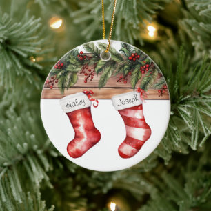 Personalisierte Weihnachtsfeiertage Strumpf Keramik Ornament