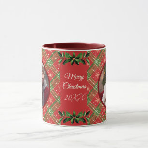 Personalisierte Weihnachtsferien Kariert Tasse