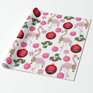 Personalisierte Weihnachtsflamingos Geschenkpapier