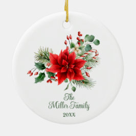 Personalisierte Weihnachtsfloral Keramik Ornament