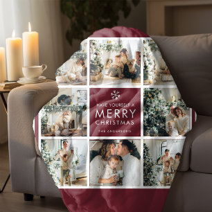 Personalisierte Weihnachtsfoto-Collage Fleecedecke