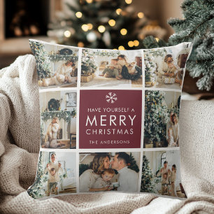 Personalisierte Weihnachtsfoto-Collage Kissen