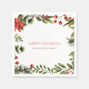 Personalisierte Weihnachtsgebirgsfamilie Serviette