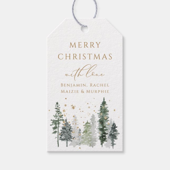Personalisierte Weihnachtsgeschenke Tags Pine Tree Geschenkanhänger (Vorderseite)