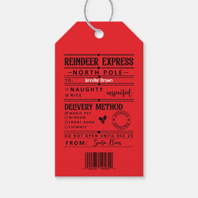 Personalisierte Weihnachtsgeschenktafeln Geschenkanhänger (Vorderseite)