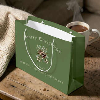 Personalisierte Weihnachtsgeschenktüte Salbeigrün Große Geschenktüte