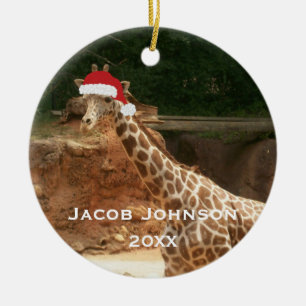 Personalisierte Weihnachtsgiraffen-Verzierung Keramik Ornament