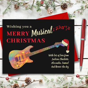 Personalisierte Weihnachtsgitarre Retro Groovy Feiertagspostkarte