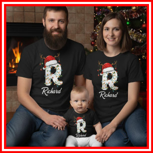 Personalisierte Weihnachtshirschgeweihe Santa-Mütz T-Shirt