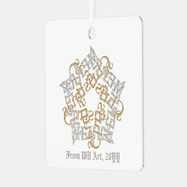 Personalisierte Weihnachtskalligraphie Art Gold Si Ornament Aus Metall