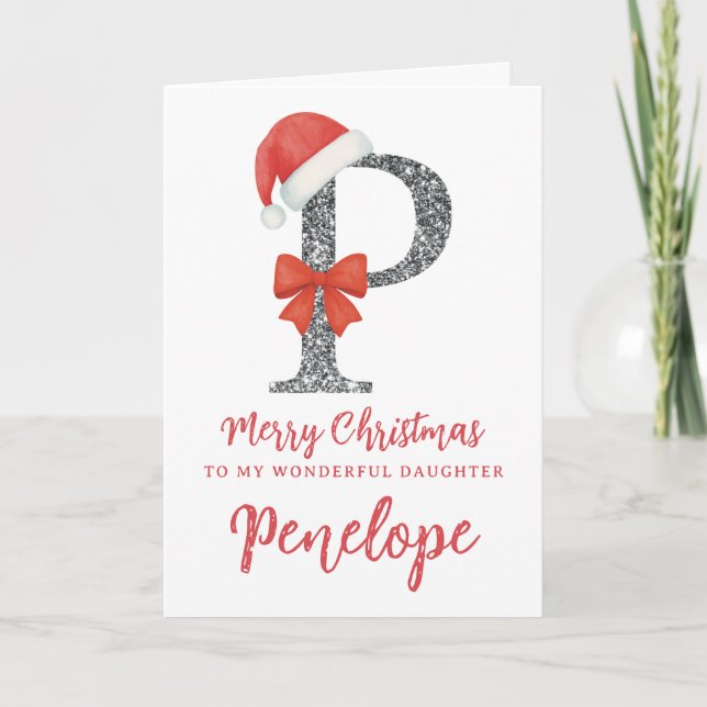 Personalisierte Weihnachtskarte - Buchstabe P Karte (Vorderseite)