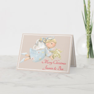 Personalisierte Weihnachtskarte - Engel Glitter St Feiertagskarte