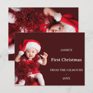 Personalisierte Weihnachtskarte für Babys erstes W Feiertagspostkarte