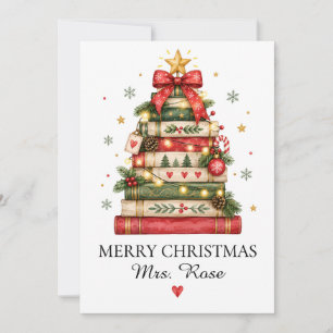 Personalisierte Weihnachtskarte für Lehrer Buchl Feiertagskarte