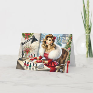 Personalisierte Weihnachtskarte für Nail Salon-Kun Feiertagskarte