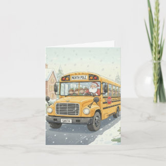 Personalisierte Weihnachtskarte für Schulbusfahrer Feiertagskarte