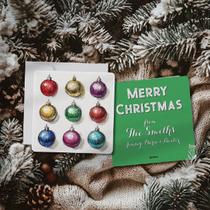 Personalisierte Weihnachtskarte mit farbenfrohen O Feiertagskarte