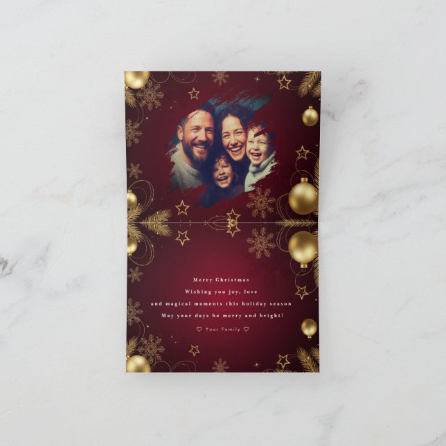 Personalisierte Weihnachtskarte mit individueller  Dankeskarte (Innenseite)
