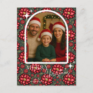Personalisierte Weihnachtskarte mit Poinsettie Feiertagspostkarte