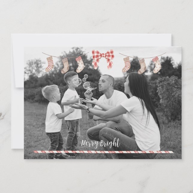 Personalisierte Weihnachtskarte mit Socken Einladung (Vorderseite)