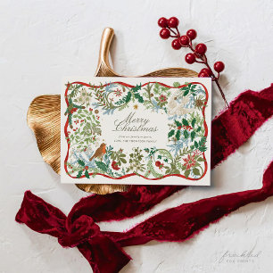 Personalisierte Weihnachtskarte mit Vintage-Botani Feiertagskarte