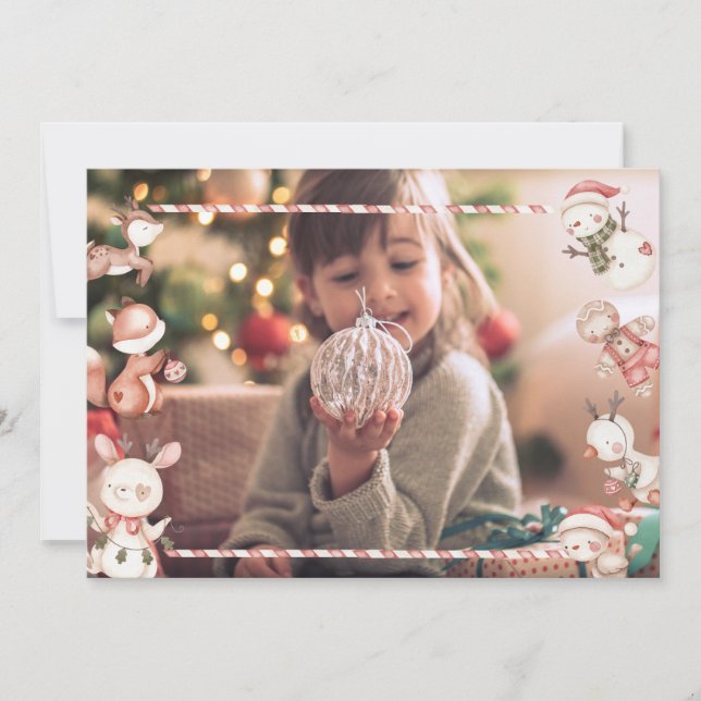 Personalisierte Weihnachtskarte mit Zeichen Einladung (Vorderseite)