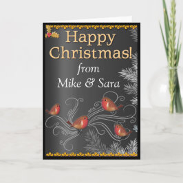 Personalisierte Weihnachtskarte Schwarz, Gold und Feiertagskarte