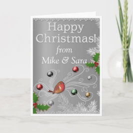 Personalisierte Weihnachtskarte Silber Feiertagskarte