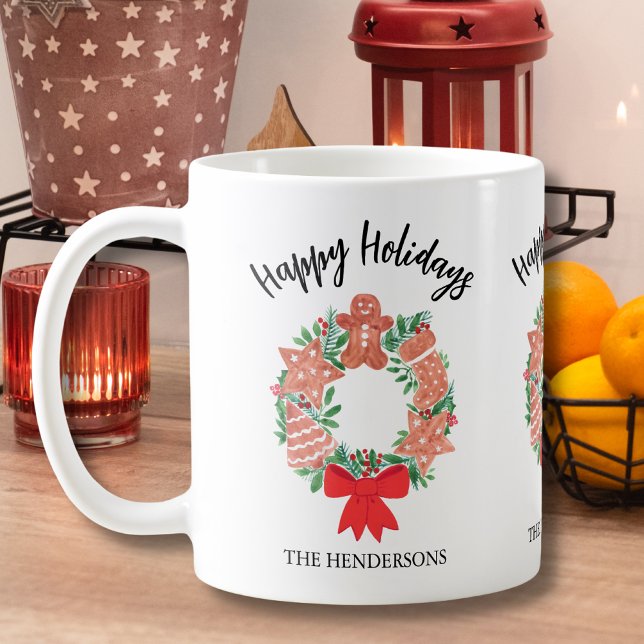 Personalisierte Weihnachtskekse Weihnachtskranz Kaffeetasse (Von Creator hochgeladen)