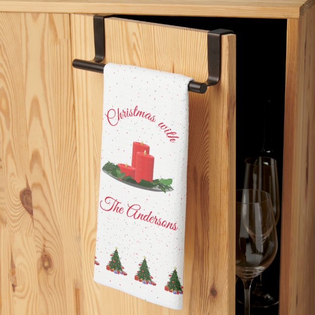 Personalisierte Weihnachtskerzen Geschirrtuch (Drittel gefaltet)