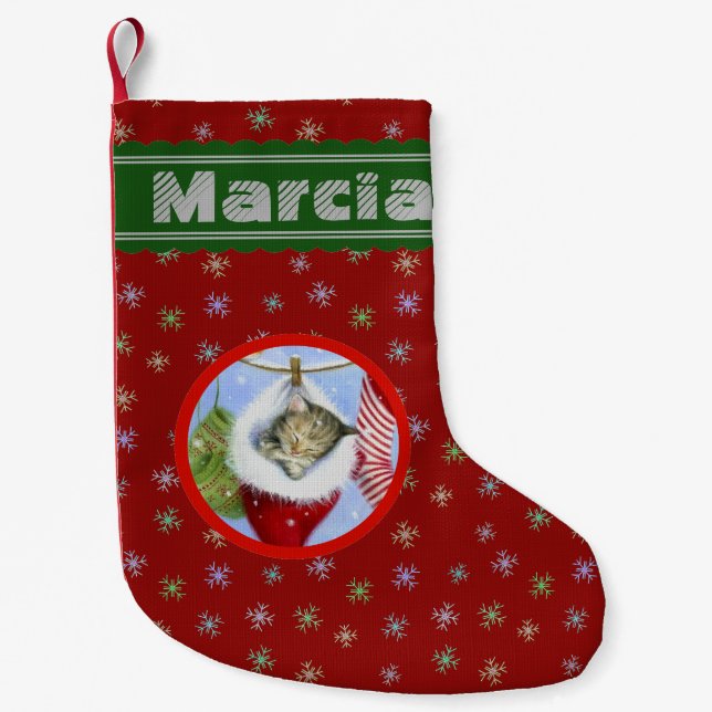 Personalisierte Weihnachtskitte Kleiner Weihnachtsstrumpf (Vorderseite)