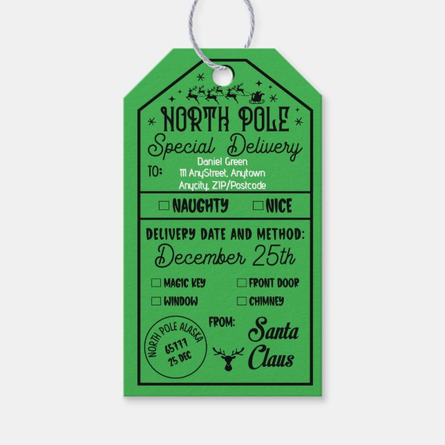 Personalisierte Weihnachtskitzel Box Naughty Nice Geschenkanhänger (Vorderseite)