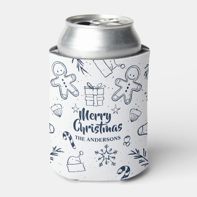 Personalisierte Weihnachtskizze Cooler Dosenkühler (Kanne Vorderseite)