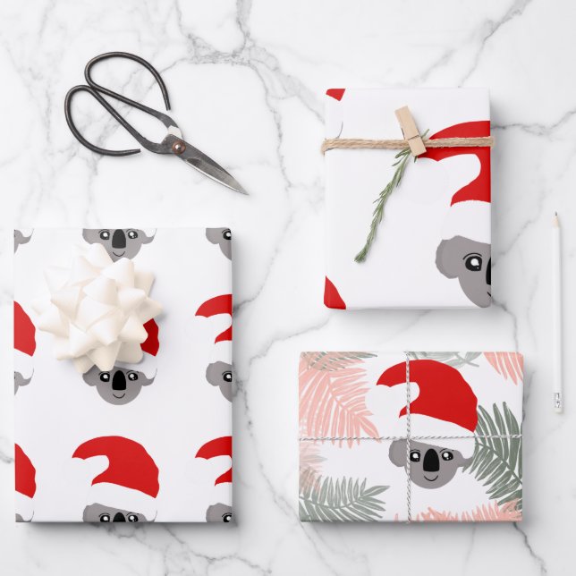 Personalisierte Weihnachtskoala Geschenkpapier Set (Vorderseite)