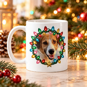 Personalisierte Weihnachtslicht-Tasse mit Haustier Kaffeetasse