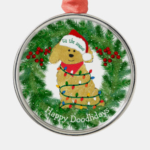 Personalisierte Weihnachtslichter Goldendoodle Ornament Aus Metall