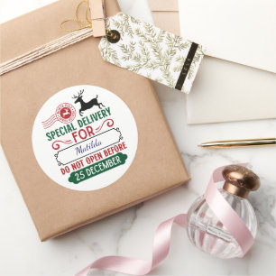 Personalisierte Weihnachtslieferung Runder Aufkleber